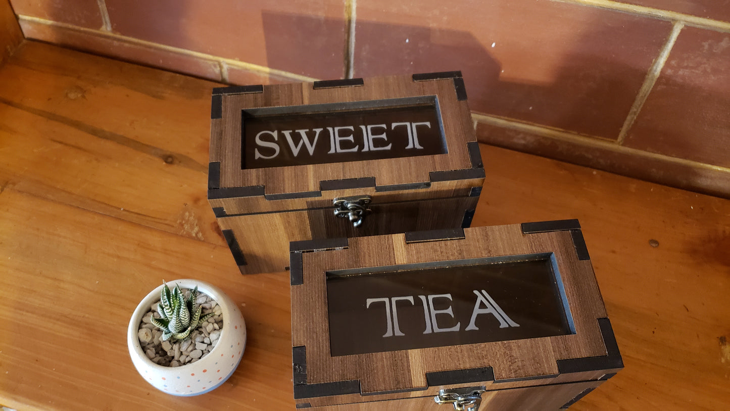 Cajas de té y azúcar