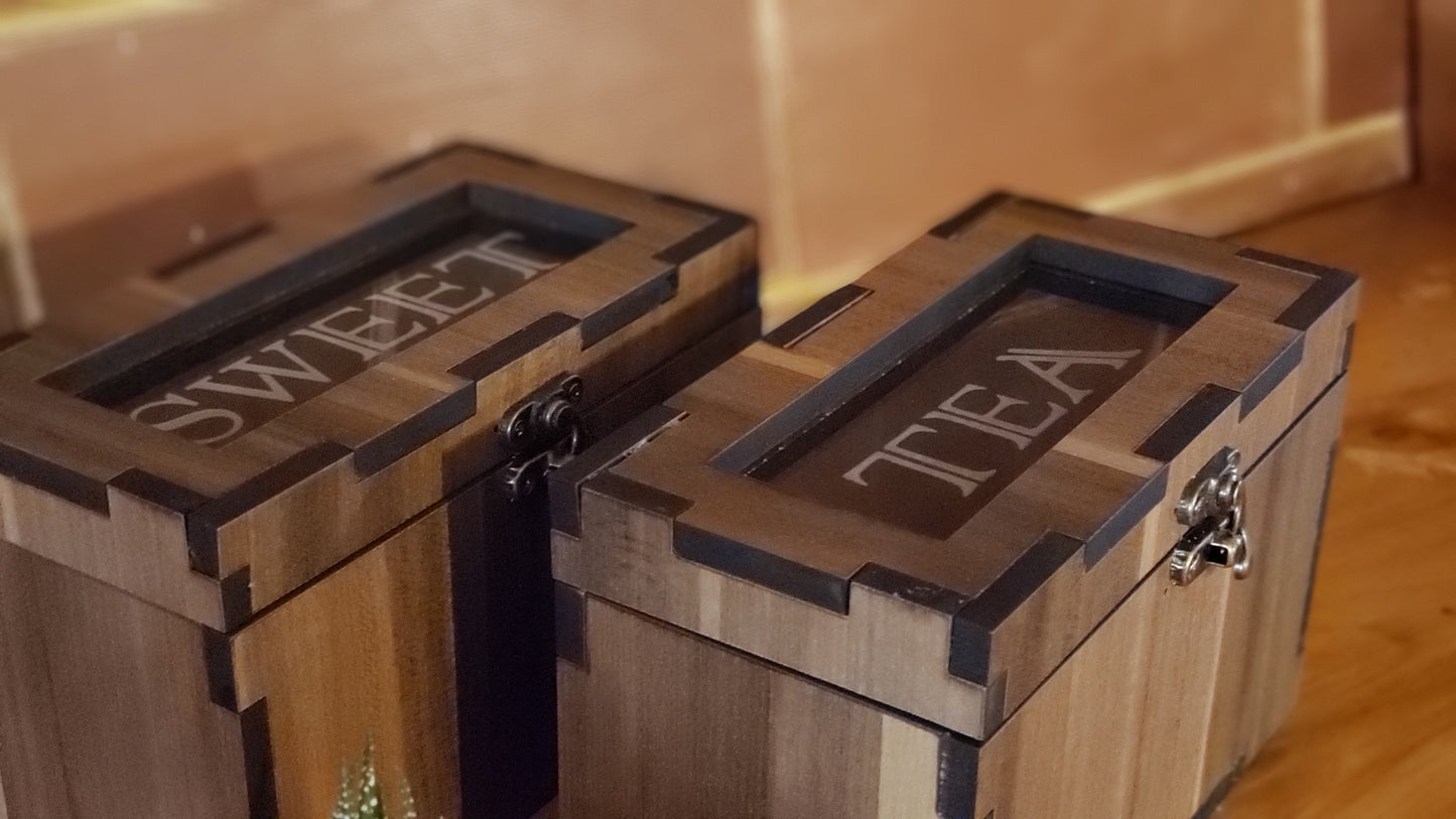 Cajas de té y azúcar